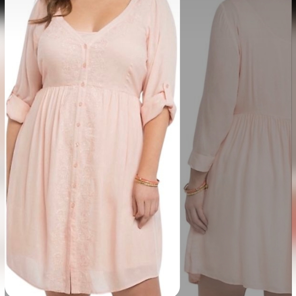Torrid Peach Button-Down Tunic Dress Size 2, 2xl
